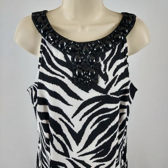 Dressbarn Black And White Zebra Print Sleeveless Dress - Picture 10 of 10